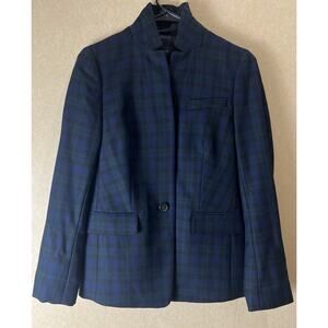 J Crew Regent Plaid Blazer Jacket Size 0 Plaid Wool